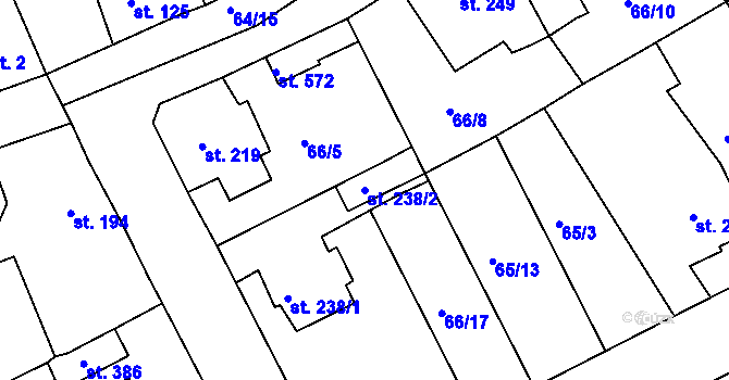 Parcela st. 238/2 v KÚ Hořelice, Katastrální mapa
