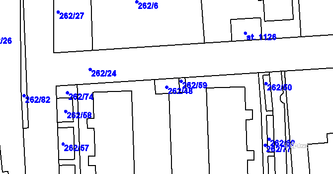Parcela st. 262/48 v KÚ Hořelice, Katastrální mapa