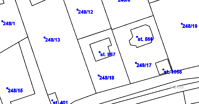 Parcela st. 967 v KÚ Hořelice, Katastrální mapa