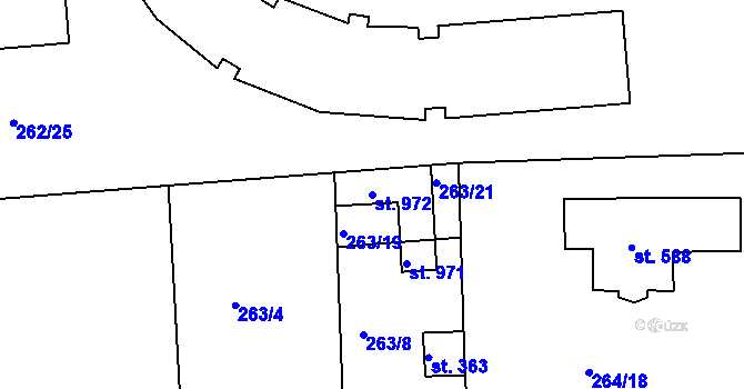 Parcela st. 972 v KÚ Hořelice, Katastrální mapa