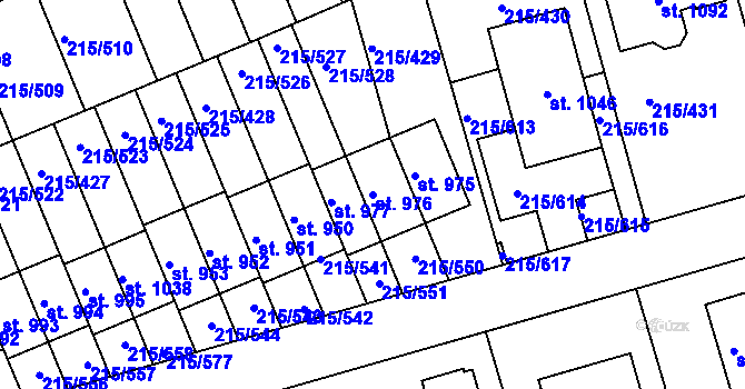Parcela st. 976 v KÚ Hořelice, Katastrální mapa