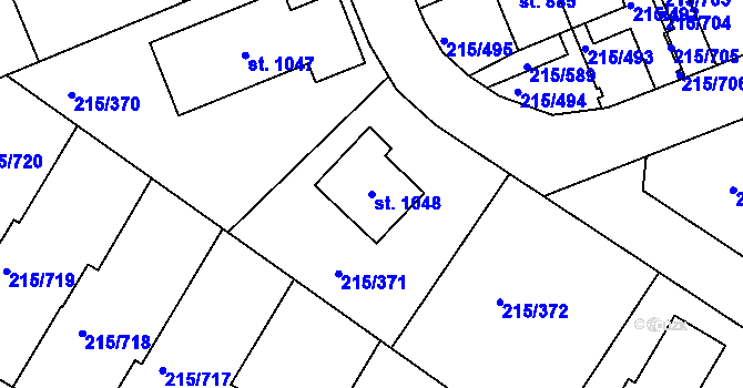 Parcela st. 1048 v KÚ Hořelice, Katastrální mapa