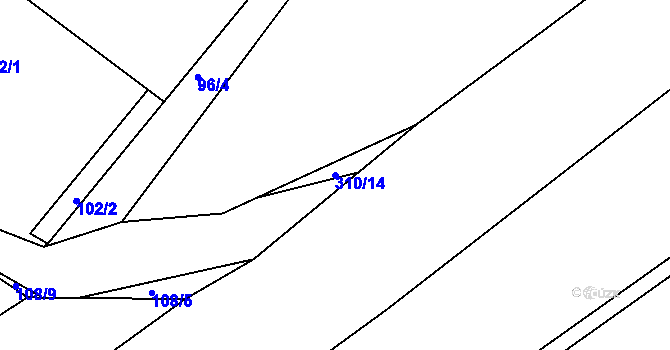 Parcela st. 310/14 v KÚ Hořelice, Katastrální mapa
