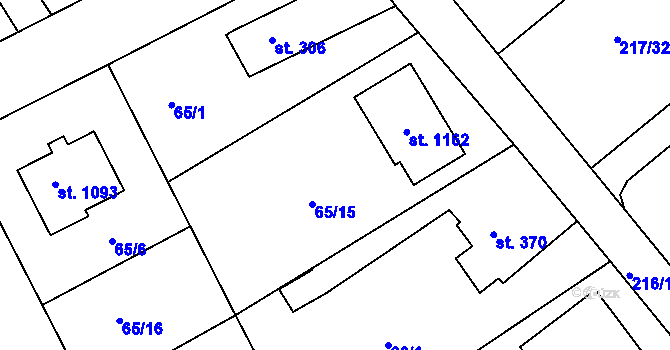Parcela st. 65/15 v KÚ Hořelice, Katastrální mapa