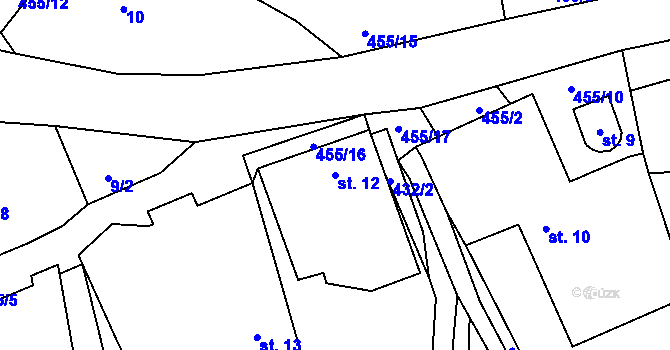 Parcela st. 12 v KÚ Dolní Rudná, Katastrální mapa