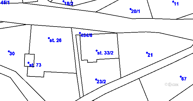 Parcela st. 33/2 v KÚ Dolní Rudná, Katastrální mapa