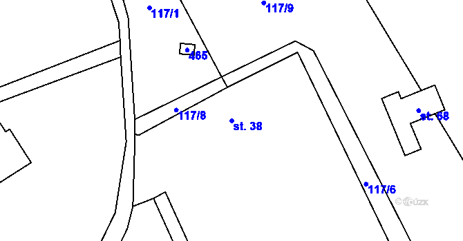 Parcela st. 38 v KÚ Dolní Rudná, Katastrální mapa