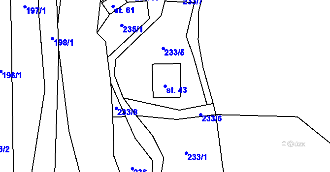 Parcela st. 43 v KÚ Dolní Rudná, Katastrální mapa