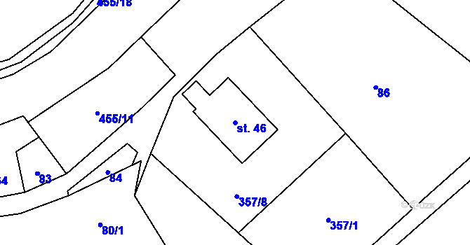 Parcela st. 46 v KÚ Dolní Rudná, Katastrální mapa