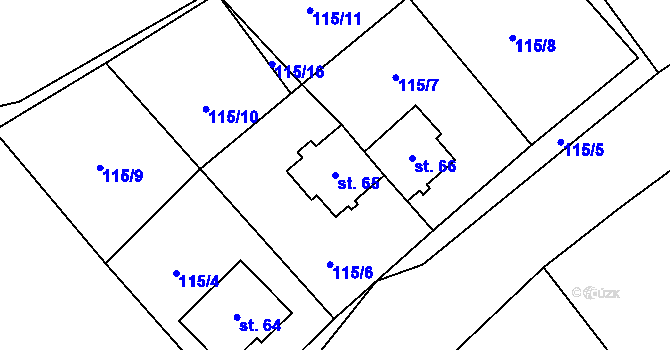 Parcela st. 65 v KÚ Dolní Rudná, Katastrální mapa