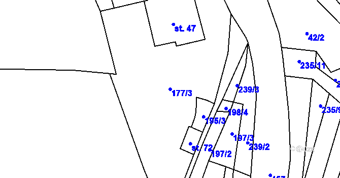 Parcela st. 177/3 v KÚ Dolní Rudná, Katastrální mapa
