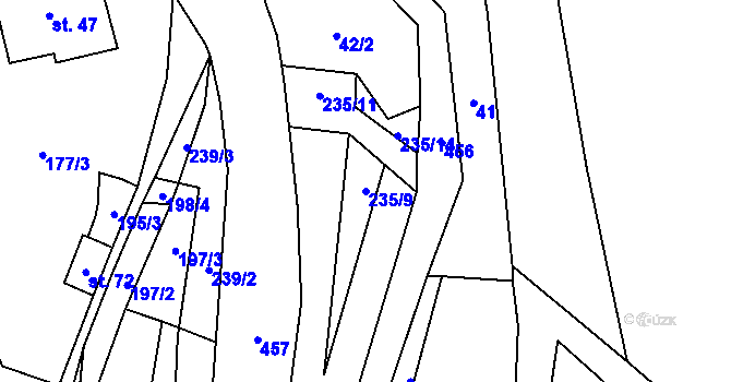 Parcela st. 235/9 v KÚ Dolní Rudná, Katastrální mapa