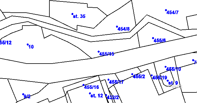 Parcela st. 455/15 v KÚ Dolní Rudná, Katastrální mapa