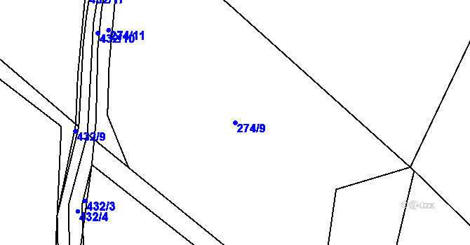 Parcela st. 274/9 v KÚ Dolní Rudná, Katastrální mapa