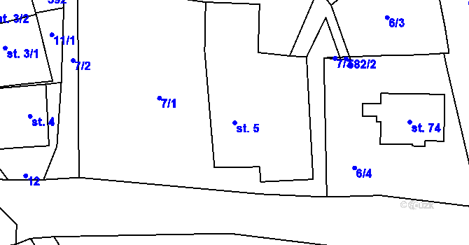Parcela st. 5 v KÚ Horní Rudná, Katastrální mapa