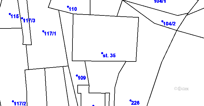 Parcela st. 35 v KÚ Horní Rudná, Katastrální mapa