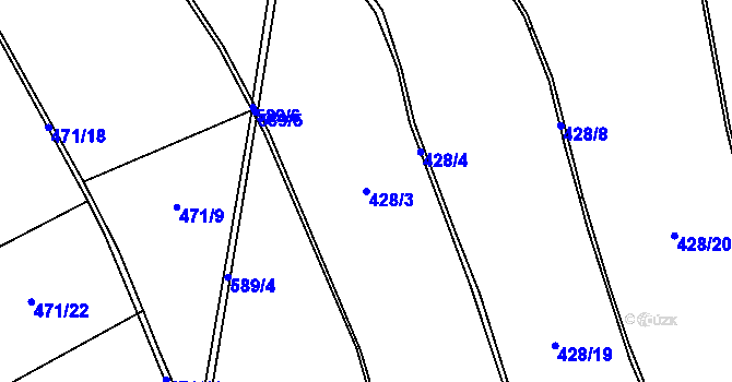 Parcela st. 428/3 v KÚ Horní Rudná, Katastrální mapa
