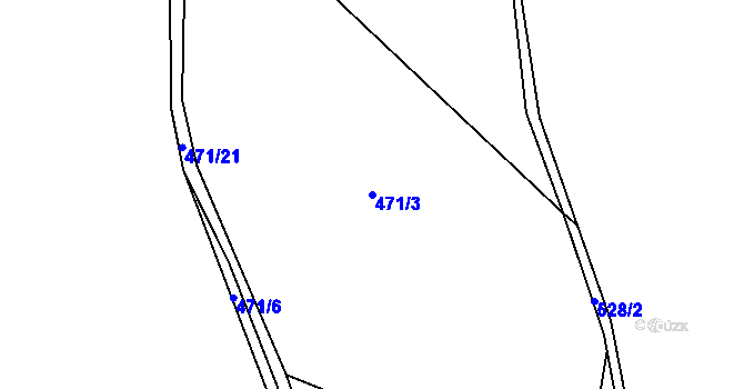 Parcela st. 471/3 v KÚ Horní Rudná, Katastrální mapa