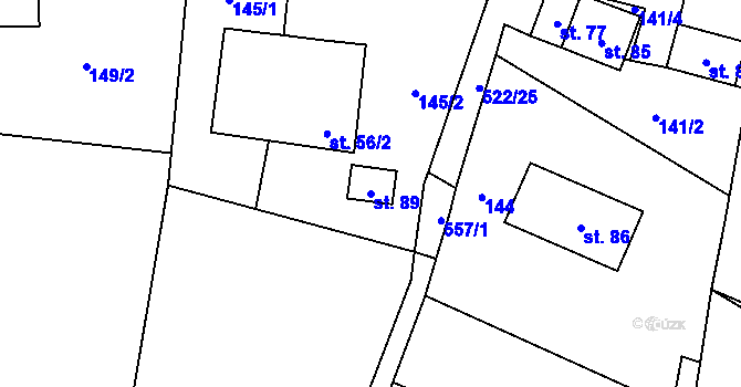 Parcela st. 89 v KÚ Horní Rudná, Katastrální mapa