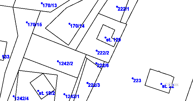 Parcela st. 222/2 v KÚ Nová Rudná, Katastrální mapa