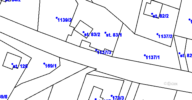 Parcela st. 1137/3 v KÚ Nová Rudná, Katastrální mapa