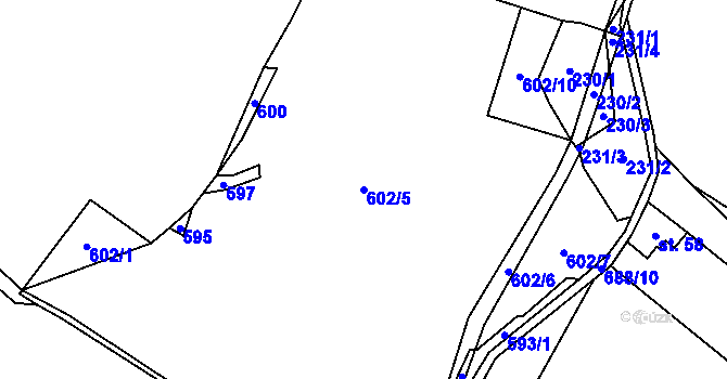 Parcela st. 602/5 v KÚ Podlesí pod Pradědem, Katastrální mapa