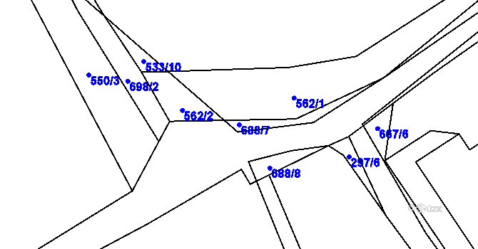 Parcela st. 688/7 v KÚ Podlesí pod Pradědem, Katastrální mapa
