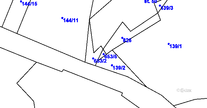 Parcela st. 653/5 v KÚ Podlesí pod Pradědem, Katastrální mapa