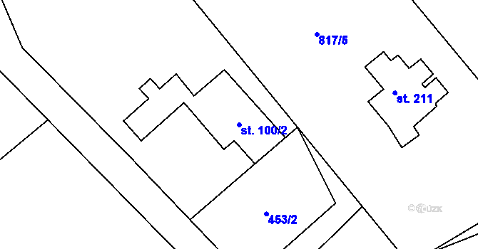 Parcela st. 100/2 v KÚ Stará Rudná, Katastrální mapa