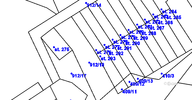 Parcela st. 276 v KÚ Stará Rudná, Katastrální mapa