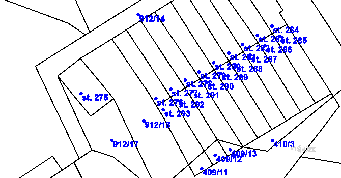 Parcela st. 277 v KÚ Stará Rudná, Katastrální mapa