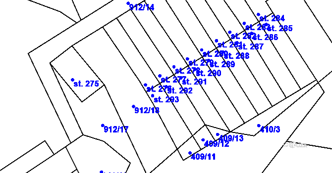 Parcela st. 292 v KÚ Stará Rudná, Katastrální mapa