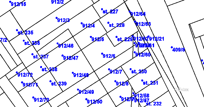 Parcela st. 912/6 v KÚ Stará Rudná, Katastrální mapa