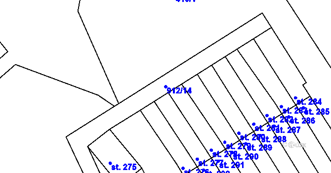 Parcela st. 912/14 v KÚ Stará Rudná, Katastrální mapa
