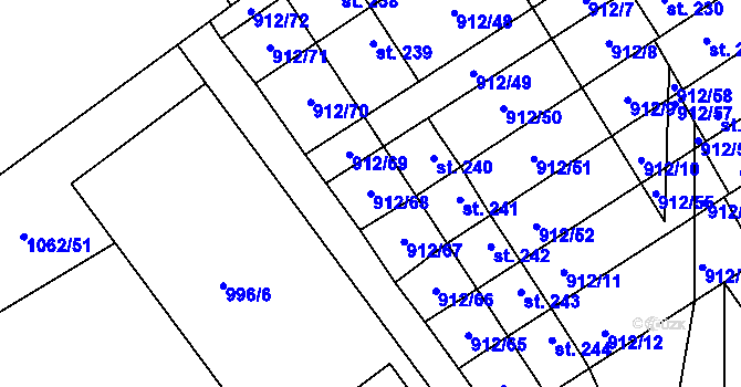 Parcela st. 912/68 v KÚ Stará Rudná, Katastrální mapa