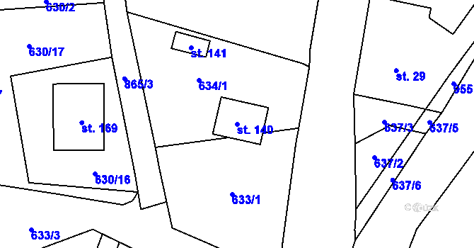 Parcela st. 140 v KÚ Arnultovice, Katastrální mapa
