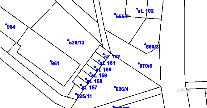 Parcela st. 162 v KÚ Arnultovice, Katastrální mapa