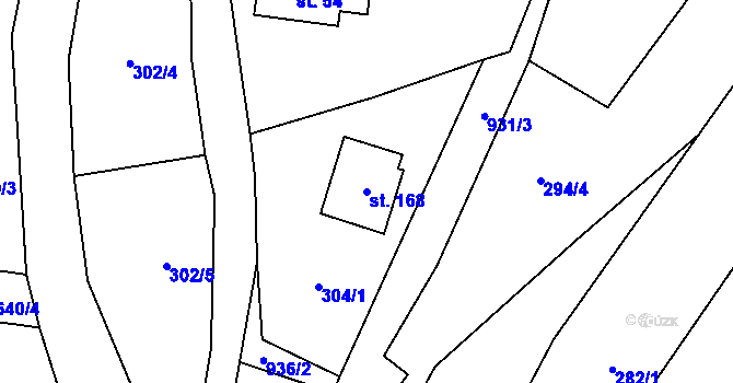 Parcela st. 168 v KÚ Arnultovice, Katastrální mapa
