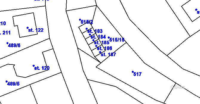 Parcela st. 187 v KÚ Arnultovice, Katastrální mapa