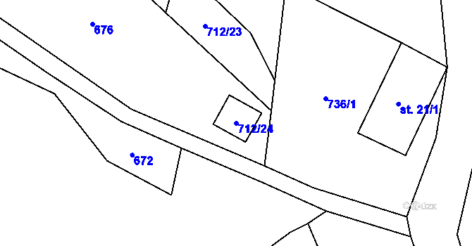 Parcela st. 712/24 v KÚ Arnultovice, Katastrální mapa