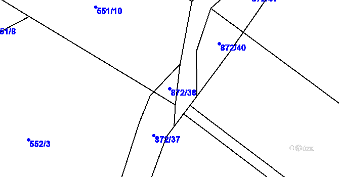 Parcela st. 872/38 v KÚ Arnultovice, Katastrální mapa