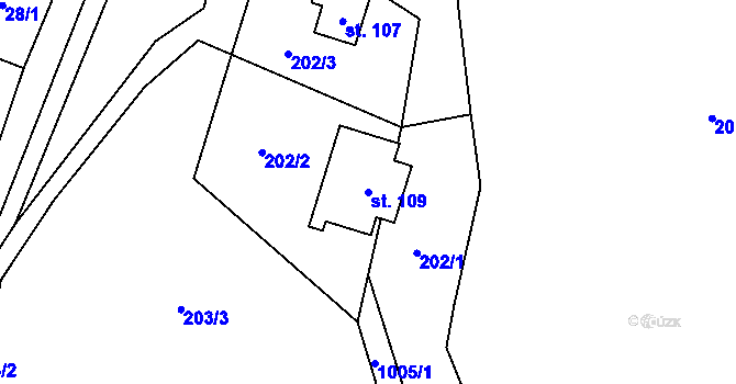 Parcela st. 109 v KÚ Bolkov, Katastrální mapa