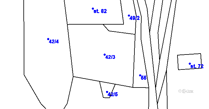 Parcela st. 42/3 v KÚ Bolkov, Katastrální mapa