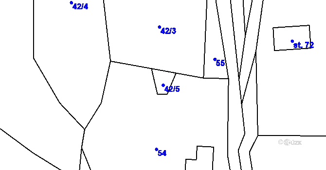 Parcela st. 42/5 v KÚ Bolkov, Katastrální mapa