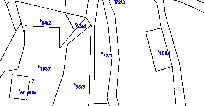 Parcela st. 72/1 v KÚ Bolkov, Katastrální mapa