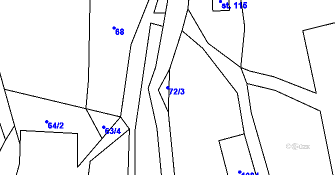 Parcela st. 72/3 v KÚ Bolkov, Katastrální mapa