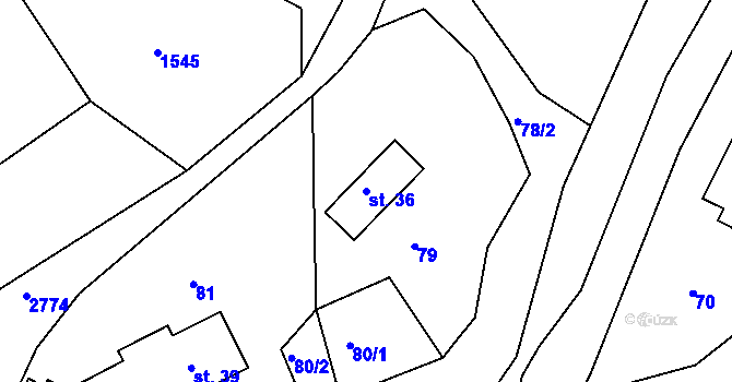 Parcela st. 36 v KÚ Rudník, Katastrální mapa