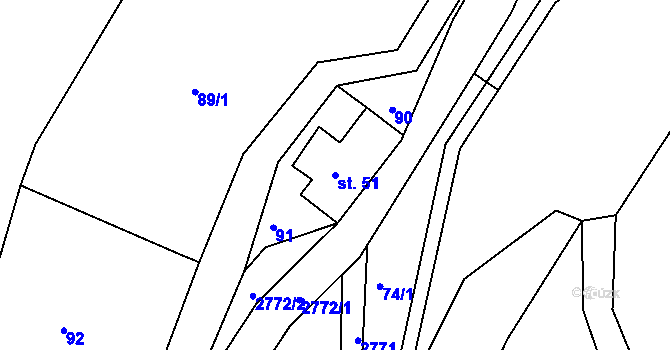 Parcela st. 51 v KÚ Rudník, Katastrální mapa