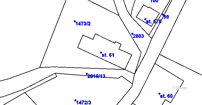 Parcela st. 61 v KÚ Rudník, Katastrální mapa