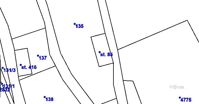 Parcela st. 85 v KÚ Rudník, Katastrální mapa